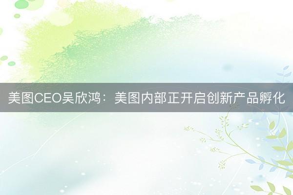 美图CEO吴欣鸿：美图内部正开启创新产品孵化