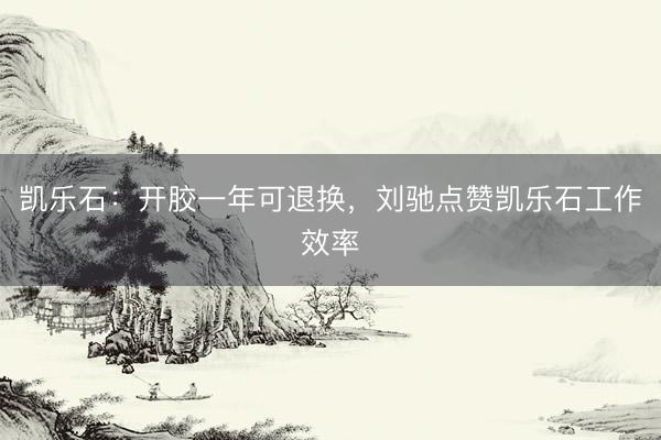凯乐石：开胶一年可退换，刘驰点赞凯乐石工作效率