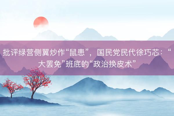 批评绿营侧翼炒作“鼠患”，国民党民代徐巧芯：“大罢免”班底的“政治换皮术”