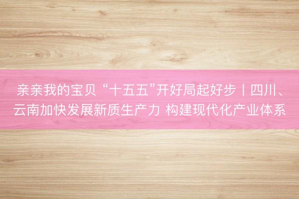 亲亲我的宝贝 “十五五”开好局起好步丨四川、云南加快发展新质生产力 构建现代化产业体系
