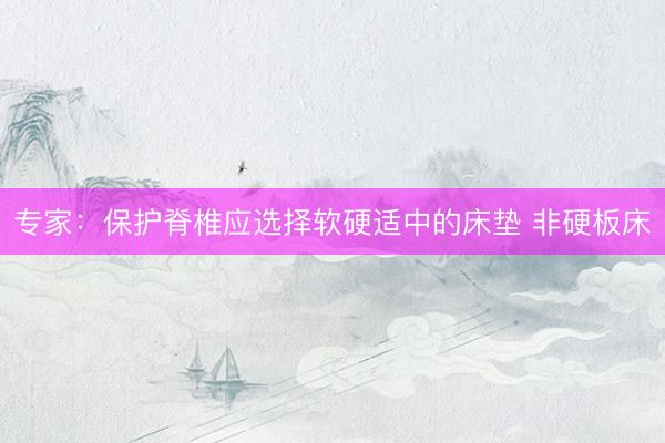 专家：保护脊椎应选择软硬适中的床垫 非硬板床