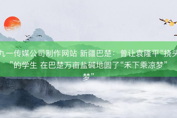 九一传媒公司制作网站 新疆巴楚：曾让袁隆平“挠头”的学生 在巴楚万亩盐碱地圆了“禾下乘凉梦”