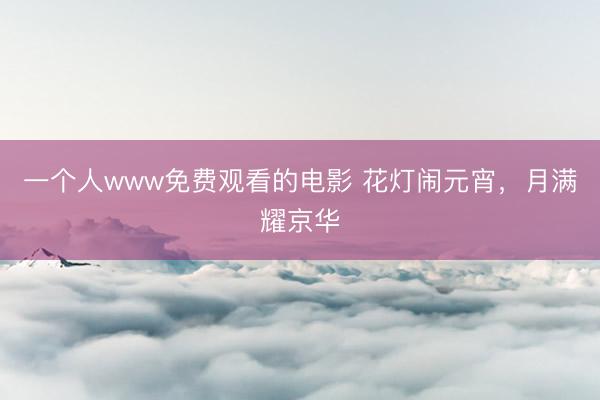 一个人www免费观看的电影 花灯闹元宵，月满耀京华