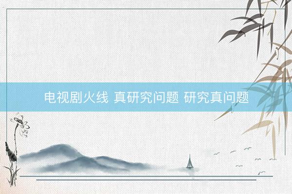 电视剧火线 真研究问题 研究真问题