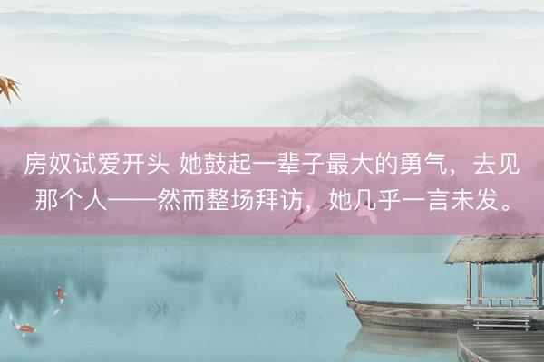 房奴试爱开头 她鼓起一辈子最大的勇气，去见那个人——然而整场拜访，她几乎一言未发。