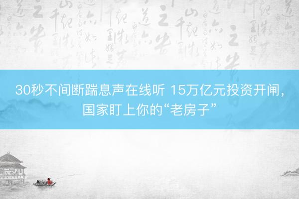30秒不间断踹息声在线听 15万亿元投资开闸,国家盯上你的“老房子”
