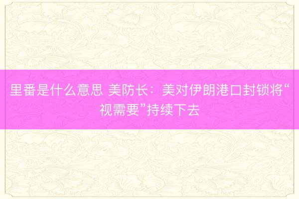 里番是什么意思 美防长：美对伊朗港口封锁将“视需要”持续下去