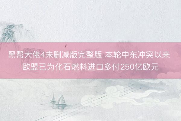 黑帮大佬4未删减版完整版 本轮中东冲突以来 欧盟已为化石燃料进口多付250亿欧元