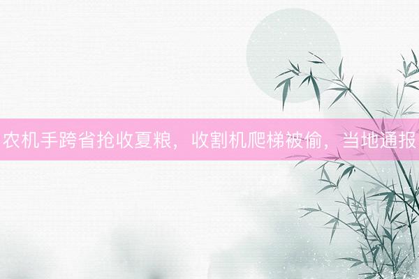 农机手跨省抢收夏粮，收割机爬梯被偷，当地通报