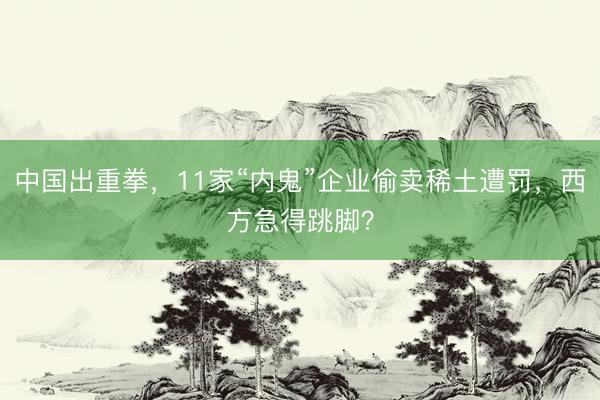 中国出重拳，11家“内鬼”企业偷卖稀土遭罚，西方急得跳脚？