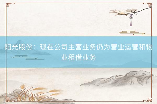 阳光股份：现在公司主营业务仍为营业运营和物业租借业务