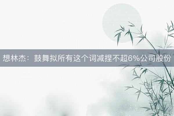 想林杰：鼓舞拟所有这个词减捏不超6%公司股份
