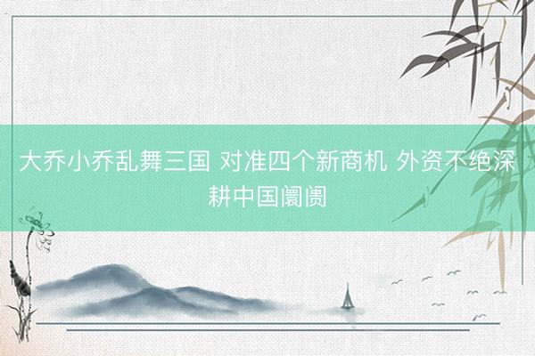 大乔小乔乱舞三国 对准四个新商机 外资不绝深耕中国阛阓