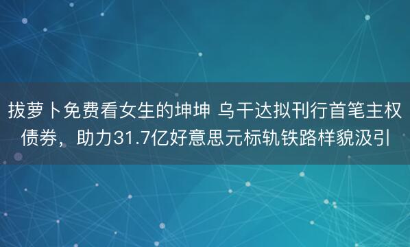 拔萝卜免费看女生的坤坤 乌干达拟刊行首笔主权债券,助力31.7亿好意思元标轨铁路样貌汲引