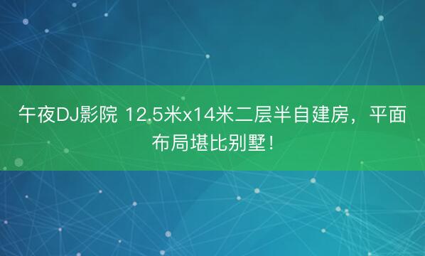 午夜DJ影院 12.5米x14米二层半自建房,平面布局堪比别墅!