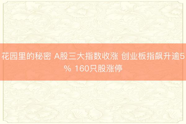 花园里的秘密 A股三大指数收涨 创业板指飙升逾5% 160只股涨停