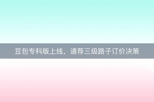 豆包专科版上线,遴荐三级路子订价决策